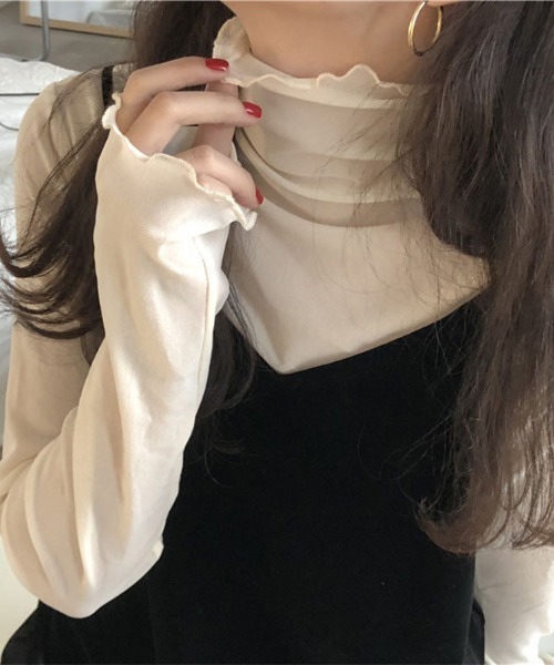 Per sist ence(パーシエンス)の「ハイネックシアーインナートップス(Tシャツ/カットソー・レディース・ホワイト/ブラウン/ブラック/オフホワイト/グレー・FREE)」の9枚目の写真