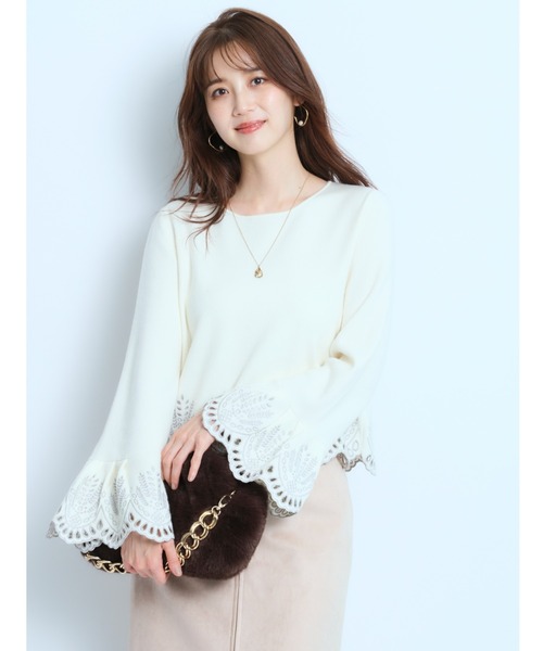 JUSGLITTY（ジャスグリッティー）の「カットワーククロップドニット（ニット/セーター・レディース・ブラック系その他/オフホワイト/ホワイト系その他・2）」の11枚目の写真