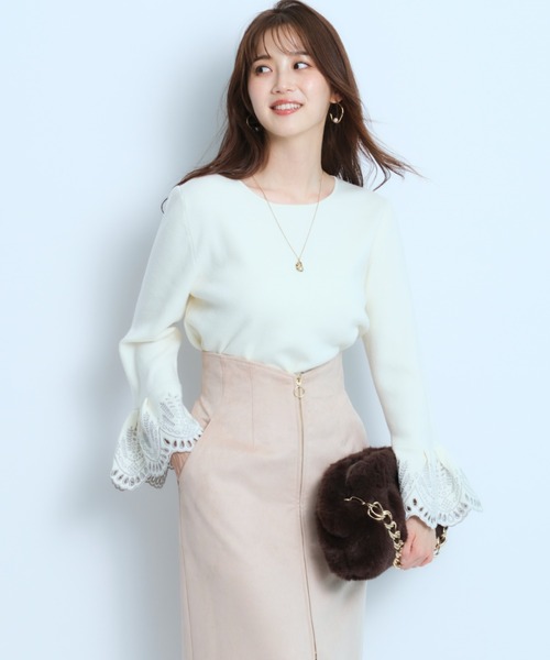 JUSGLITTY（ジャスグリッティー）の「カットワーククロップドニット（ニット/セーター・レディース・ブラック系その他/オフホワイト/ホワイト系その他・2）」の12枚目の写真