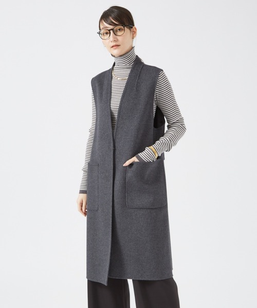 qualite（カリテ）の「ダブルフェイスジレ/ベスト（ベスト・レディース・ライトベージュ/チャコールグレー・36/38）」の2枚目の写真