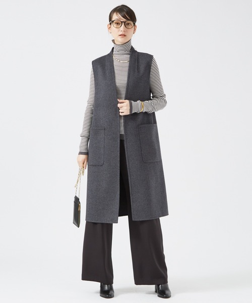 qualite（カリテ）の「ダブルフェイスジレ/ベスト（ベスト・レディース・ライトベージュ/チャコールグレー・36/38）」の5枚目の写真