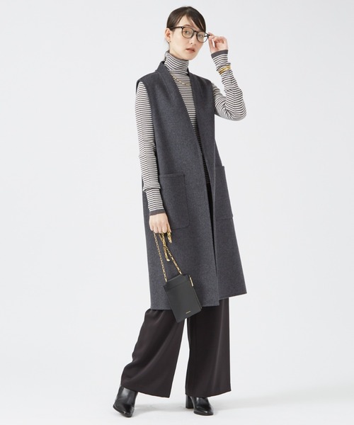 qualite（カリテ）の「ダブルフェイスジレ/ベスト（ベスト・レディース・ライトベージュ/チャコールグレー・36/38）」の6枚目の写真