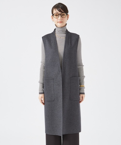 qualite（カリテ）の「ダブルフェイスジレ/ベスト（ベスト・レディース・ライトベージュ/チャコールグレー・36/38）」の9枚目の写真