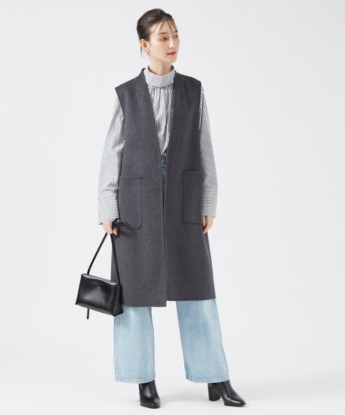 qualite（カリテ）の「ダブルフェイスジレ/ベスト（ベスト・レディース・ライトベージュ/チャコールグレー・36/38）」の7枚目の写真