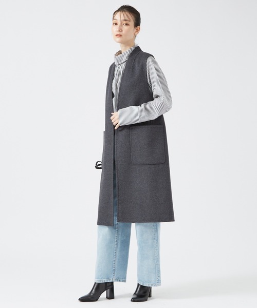 qualite（カリテ）の「ダブルフェイスジレ/ベスト（ベスト・レディース・ライトベージュ/チャコールグレー・36/38）」の8枚目の写真