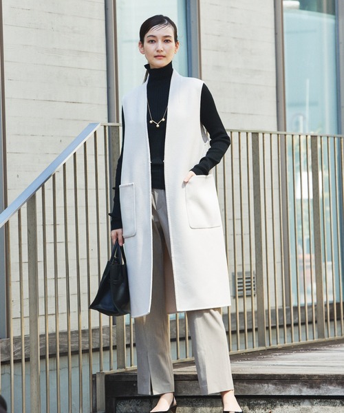 qualite（カリテ）の「ダブルフェイスジレ/ベスト（ベスト・レディース・ライトベージュ/チャコールグレー・36/38）」の18枚目の写真