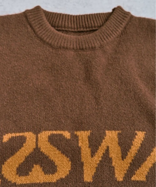 kirakiraShop（キラキラショップ）の「もっちり肌触りで暖かさ抜群。バイカラー ロゴ クルーネック ニット プルオーバー（ニット/セーター・レディース・クリーム/ネイビー/チャコール/ブラウン・FREE）」の21枚目の写真