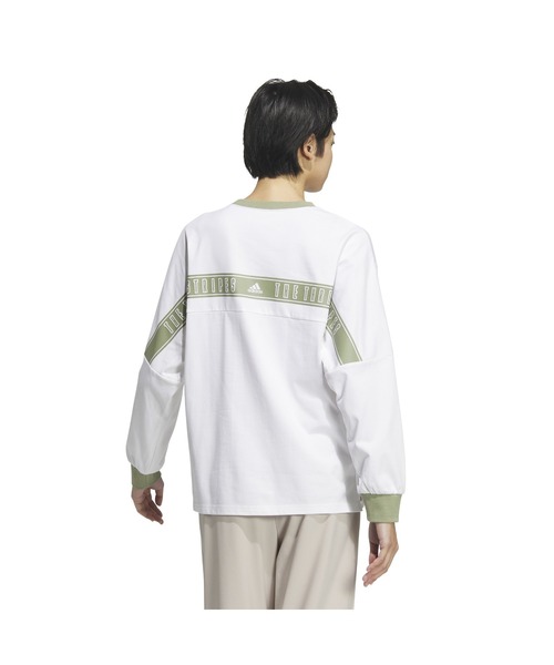 adidas(アディダス)の「アディダス adidas ワーディング ルーズフィット シングルジャージー 長袖Tシャツ(Tシャツ/カットソー・レディース・マスタード/スモークピンク/ホワイト・M/L/S/XL)」の4枚目の写真