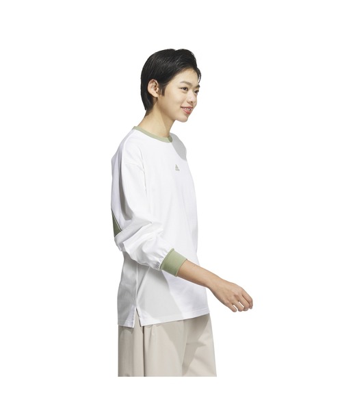 adidas(アディダス)の「アディダス adidas ワーディング ルーズフィット シングルジャージー 長袖Tシャツ(Tシャツ/カットソー・レディース・マスタード/スモークピンク/ホワイト・M/L/S/XL)」の5枚目の写真