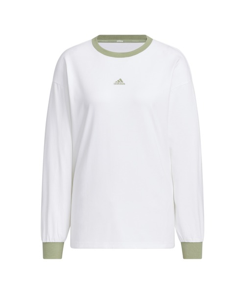 adidas(アディダス)の「アディダス adidas ワーディング ルーズフィット シングルジャージー 長袖Tシャツ(Tシャツ/カットソー・レディース・マスタード/スモークピンク/ホワイト・M/L/S/XL)」の8枚目の写真