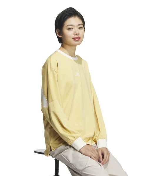 adidas(アディダス)の「アディダス adidas ワーディング ルーズフィット シングルジャージー 長袖Tシャツ(Tシャツ/カットソー・レディース・マスタード/スモークピンク/ホワイト・M/L/S/XL)」の12枚目の写真