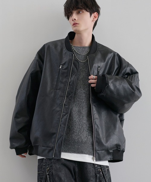 LILL ルーズシルエットメタルジップボリュームMA-1 (XLサイズ) ルーズシルエットメタルジップ ボリュームMA-1ブルゾン（MA-1