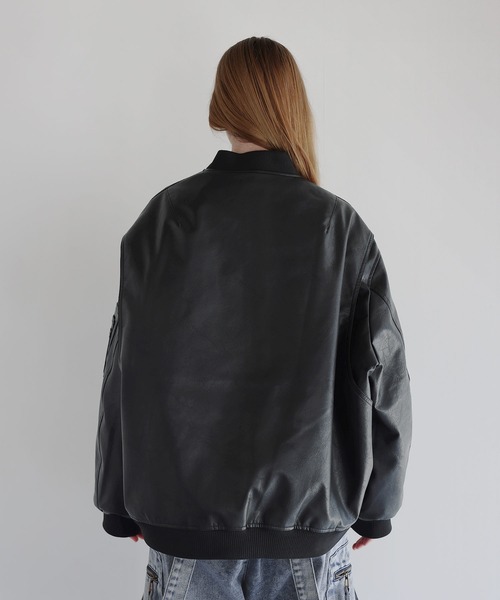 LILL ルーズシルエットメタルジップボリュームMA-1 (XLサイズ) LILL（リル） ma1 ma-1 ルーズシルエットメタルジップ ボリュームMA-1