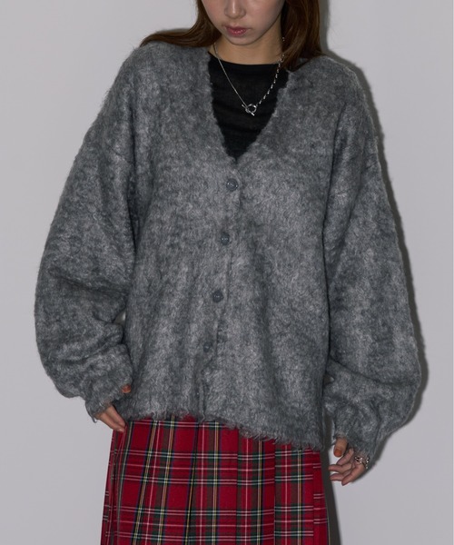 MAISON BREEZE reveur（メゾンブリーズレヴール）の「【MAISON BREEZE reveur】ミックスシャギーVネックニットカーディガン　DTK（カーディガン/ボレロ・レディース・アイボリー/グリーン/オレンジ/チャコールグレー/グレー・FREE）」の3枚目の写真