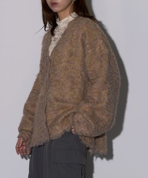 【MAISON BREEZE reveur】ミックスシャギーVネックニットカーディガン　DTK