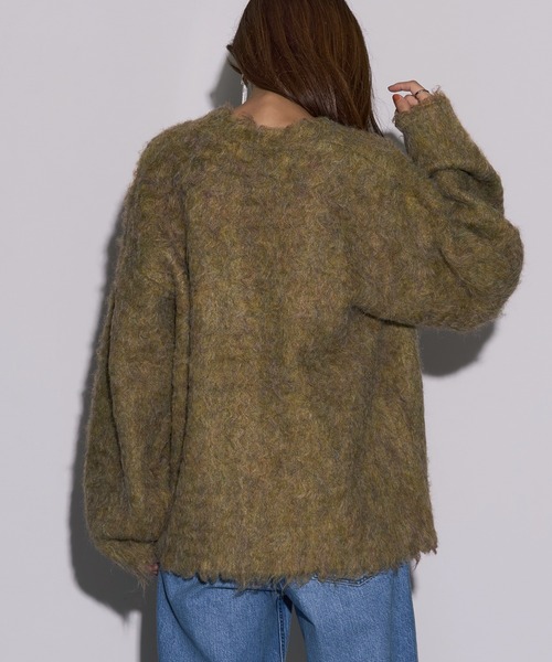 MAISON BREEZE reveur（メゾンブリーズレヴール）の「【MAISON BREEZE reveur】ミックスシャギーVネックニットカーディガン　DTK（カーディガン/ボレロ・レディース・アイボリー/グリーン/オレンジ/チャコールグレー/グレー・FREE）」の10枚目の写真