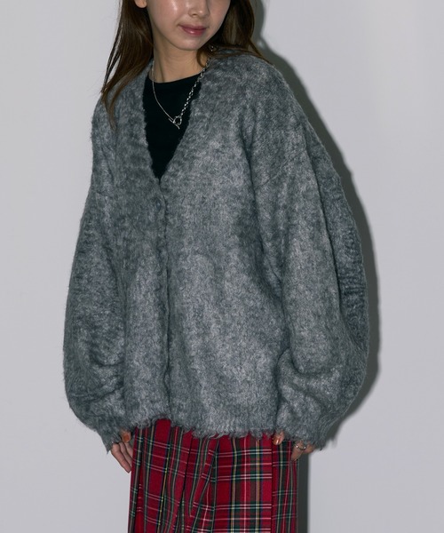 MAISON BREEZE reveur（メゾンブリーズレヴール）の「【MAISON BREEZE reveur】ミックスシャギーVネックニットカーディガン　DTK（カーディガン/ボレロ・レディース・アイボリー/グリーン/オレンジ/チャコールグレー/グレー・FREE）」の22枚目の写真