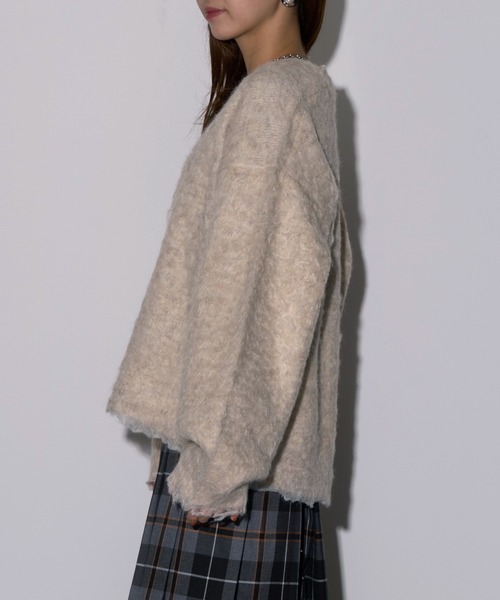 MAISON BREEZE reveur（メゾンブリーズレヴール）の「【MAISON BREEZE reveur】ミックスシャギーVネックニットカーディガン　DTK（カーディガン/ボレロ・レディース・アイボリー/グリーン/オレンジ/チャコールグレー/グレー・FREE）」の15枚目の写真
