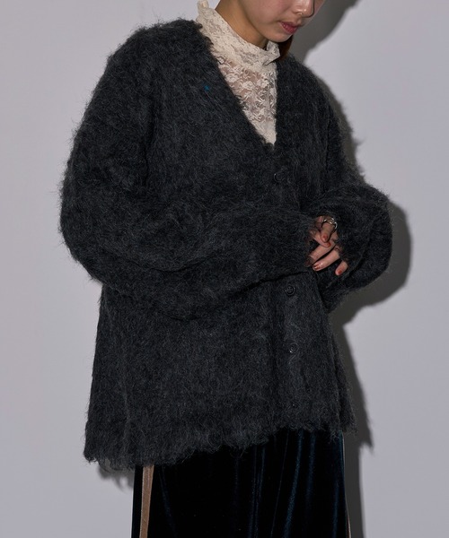 MAISON BREEZE reveur（メゾンブリーズレヴール）の「【MAISON BREEZE reveur】ミックスシャギーVネックニットカーディガン　DTK（カーディガン/ボレロ・レディース・アイボリー/グリーン/オレンジ/チャコールグレー/グレー・FREE）」の18枚目の写真