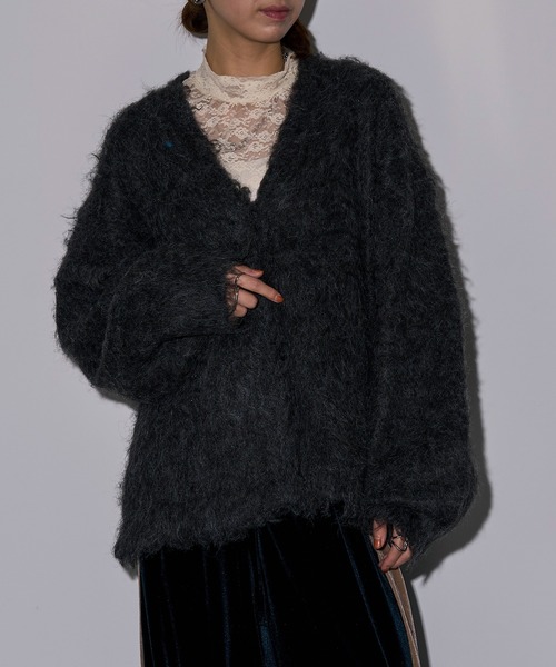 MAISON BREEZE reveur（メゾンブリーズレヴール）の「【MAISON BREEZE reveur】ミックスシャギーVネックニットカーディガン　DTK（カーディガン/ボレロ・レディース・アイボリー/グリーン/オレンジ/チャコールグレー/グレー・FREE）」の17枚目の写真