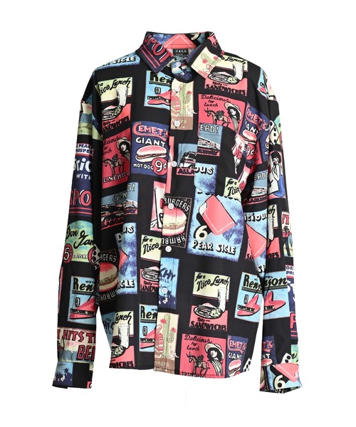 MARAI（マーライ）の「レトロ柄 総柄シャツ 長袖シャツ オーバーサイズ レギュラーカラー（シャツ/ブラウス・レディース・ブラック系その他・FREE）」の11枚目の写真