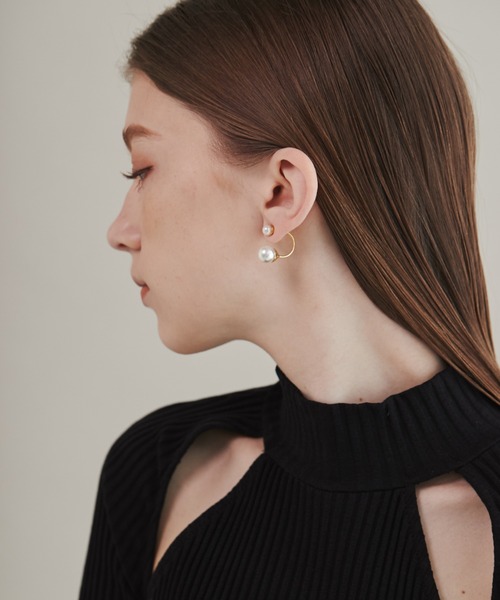 ciite'(シーテ)の「ダブルパールキャッチ イヤリング (両耳用)(イヤリング・レディース・ゴールド/シルバー・FREE)」の9枚目の写真
