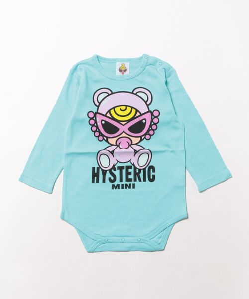 Hysteric Mini テディ　総柄　ロンパ　水色 Hysteric Mini テディ総柄ロンパ水色