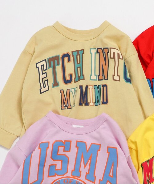BREEZE（ブリーズ）の「カラフルカレッジTシャツ（Tシャツ/カットソー・キッズ・イエロー/ベージュ/レッド/ピンク・100/90/140/130/120/110）」の2枚目の写真