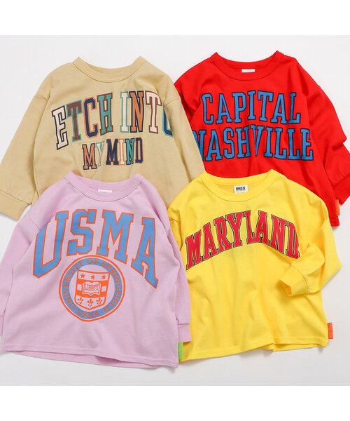 BREEZE（ブリーズ）の「カラフルカレッジTシャツ（Tシャツ/カットソー・キッズ・イエロー/ベージュ/レッド/ピンク・100/90/140/130/120/110）」の5枚目の写真