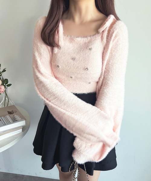 apres jour（アプレジュール）の「ビジューシャギーニットアンサンブル【ZOZOTOWN限定アイテム】（アンサンブル・レディース・ピンク/ブラック/オフホワイト・フリー/X-LARGE）」の18枚目の写真