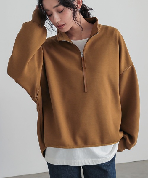 n'OrLABEL(ノアールレーベル)の「ダンボールスタンドジッププルオーバー(スウェット・レディース・ブラック/カーキ/キャメル・FREE)」の3枚目の写真