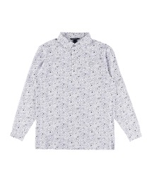 MENS ミニフラワープリント長袖ポロシャツ