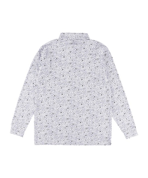ZOY（ゾーイ）の「MENS ミニフラワープリント長袖ポロシャツ（ポロシャツ・メンズ・ボルドー/ホワイト・SMALL/MEDIUM/LARGE/X-LARGE）」の4枚目の写真