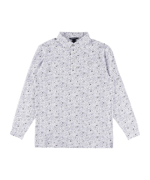 ZOY（ゾーイ）の「MENS ミニフラワープリント長袖ポロシャツ（ポロシャツ・メンズ・ボルドー/ホワイト・SMALL/MEDIUM/LARGE/X-LARGE）」の7枚目の写真