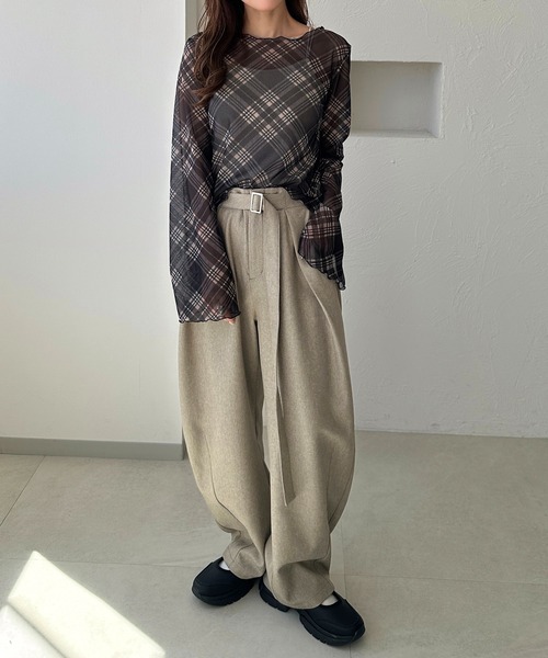 apres jour clair(アプレジュールクレア)の「【apres jour clair】チェックシアーインナー(Tシャツ/カットソー・レディース・グリーン系その他/ブラック系その他/ブラウン系その他・フリー/X-LARGE)」の21枚目の写真