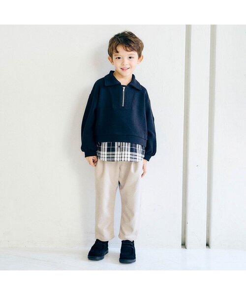 apres les cours(アプレレクール)の「【リンク】無地・チェック柄タックパンツ(その他パンツ・キッズ・グリーン/レッド/アイボリー・80/90/100/110/120/130)」の4枚目の写真