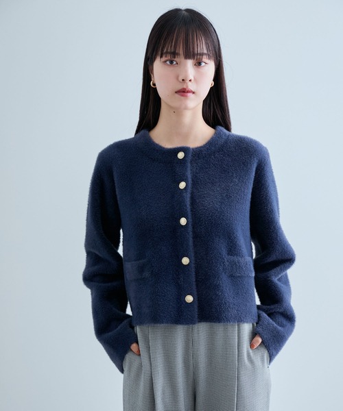 VIS（ビス）の「ラビットタッチメタルボタンカーディガン（カーディガン/ボレロ・レディース・オフホワイト/ブラウン/ネイビー・FREE）」の6枚目の写真