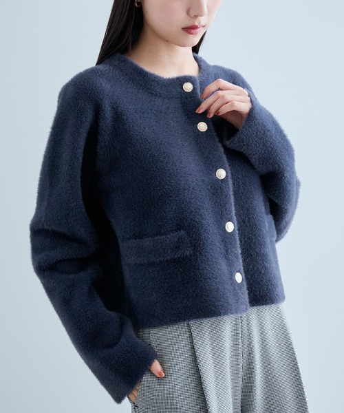 VIS（ビス）の「ラビットタッチメタルボタンカーディガン（カーディガン/ボレロ・レディース・オフホワイト/ブラウン/ネイビー・FREE）」の5枚目の写真