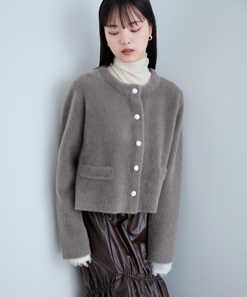 VIS（ビス）の「ラビットタッチメタルボタンカーディガン（カーディガン/ボレロ・レディース・オフホワイト/ブラウン/ネイビー・FREE）」の4枚目の写真