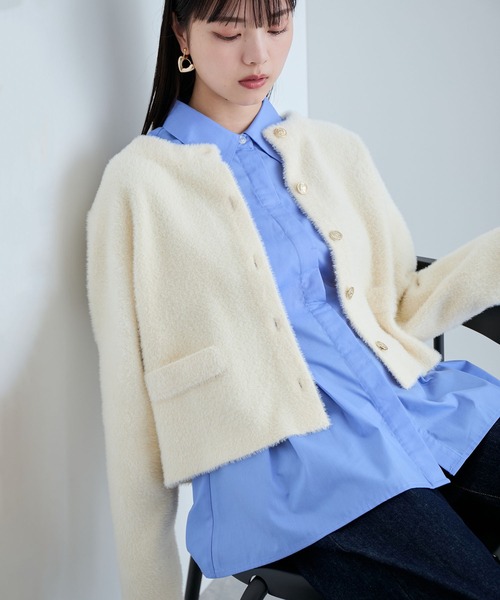 VIS（ビス）の「ラビットタッチメタルボタンカーディガン（カーディガン/ボレロ・レディース・オフホワイト/ブラウン/ネイビー・FREE）」の19枚目の写真