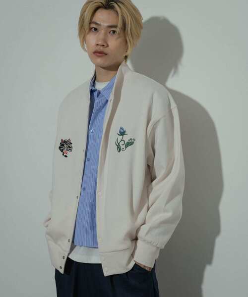 SENSE OF PLACE by URBAN RESEARCH（センスオブプレイスバイアーバンリサーチ）の「シシュウスウェットブルゾン（ブルゾン・メンズ・アイボリー/ブラック/ライトブルー・MEDIUM/LARGE）」の5枚目の写真