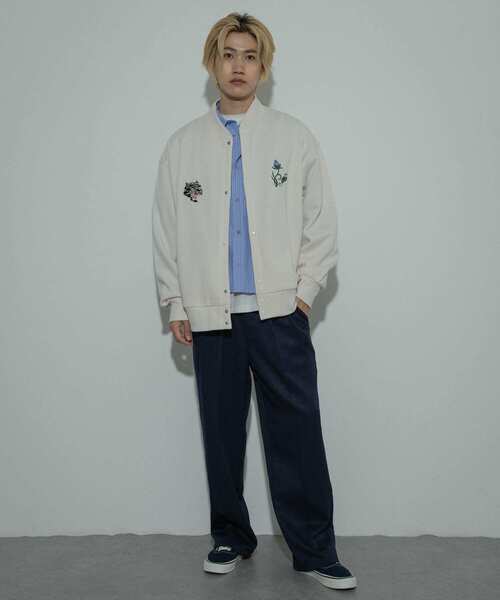 SENSE OF PLACE by URBAN RESEARCH（センスオブプレイスバイアーバンリサーチ）の「シシュウスウェットブルゾン（ブルゾン・メンズ・アイボリー/ブラック/ライトブルー・MEDIUM/LARGE）」の9枚目の写真