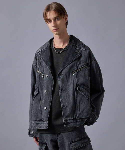 JUNRED（ジュンレッド）の「デニムダブルライダースジャケット（デニムジャケット・メンズ・ダークブラウン/ブラック・M/L）」の20枚目の写真