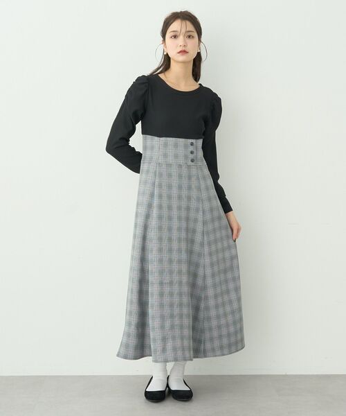 earth music&ecology(アースミュージックアンドエコロジー)の「リブカットソードッキングワンピース(ワンピース・レディース・ブラック/ブラウン・M/S)」の2枚目の写真