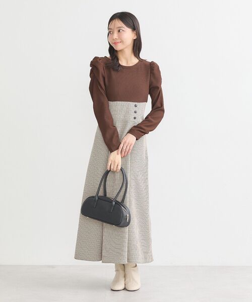 earth music&ecology(アースミュージックアンドエコロジー)の「リブカットソードッキングワンピース(ワンピース・レディース・ブラック/ブラウン・M/S)」の3枚目の写真