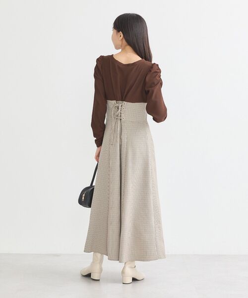 earth music&ecology(アースミュージックアンドエコロジー)の「リブカットソードッキングワンピース(ワンピース・レディース・ブラック/ブラウン・M/S)」の12枚目の写真