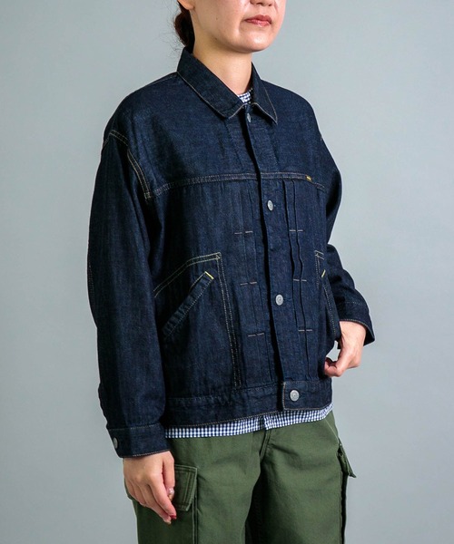 OMNIGOD（オムニゴッド）の「[OMNIGOD womens / オムニゴッド] 7ozデニム ショートワークジャケット（デニムジャケット・レディース・ワンウォッシュ・0）」の4枚目の写真