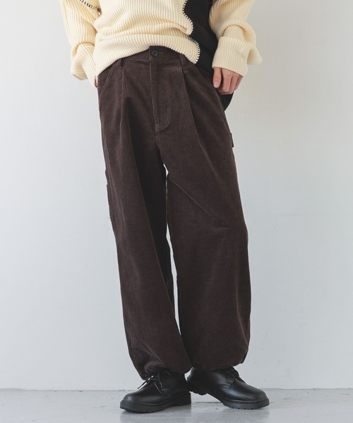 LOWRYS FARM（ローリーズファーム）の「コーデュロイペインターパンツ　250525（その他パンツ・メンズ・アイボリー/ブラウン・MEDIUM/LARGE）」の2枚目の写真