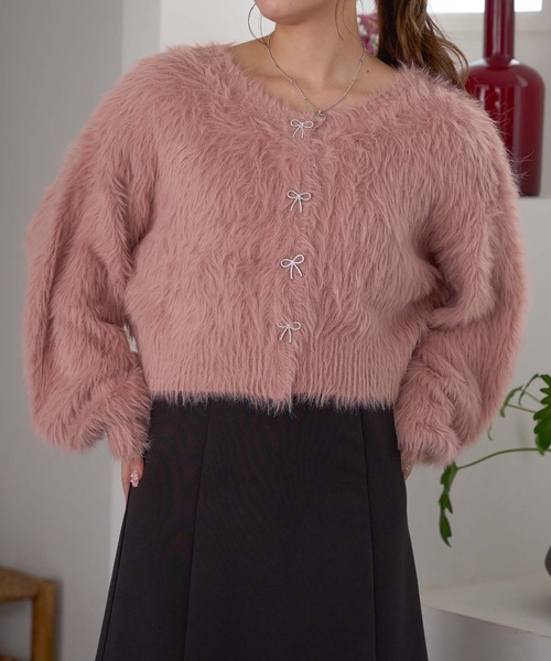 Ambre Neige（アンブルネージュ）の「2way shaggy ribbon kinit / 2wayシャギーリボンニット（ニット/セーター・レディース・ピンクベージュ/オフホワイト/チャコールグレー・FREE）」の19枚目の写真