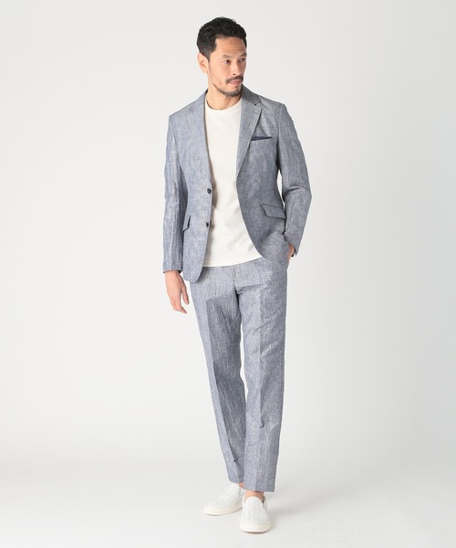 MEN'S BIGI（メンズビギ）の「コットンリネン楊柳サッカースラックスパンツ（スラックス・メンズ・ブラウン/ネイビー/グレー・03/02/01/04）」の10枚目の写真